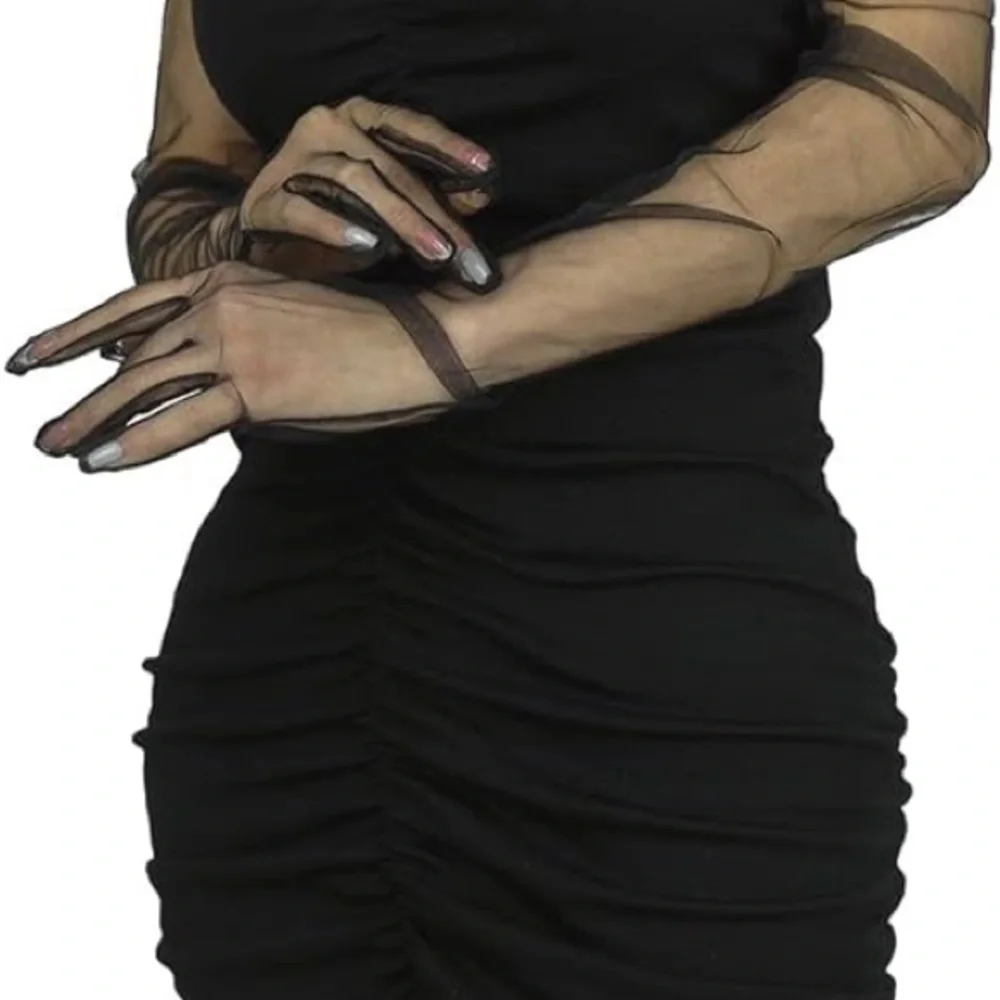NWT. Zara Black Long Tulle Gloves.